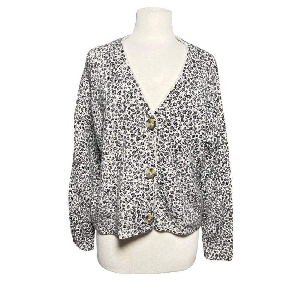 MADEWELL Women’s Cameron Preppy Vintage Ditsy Floral Rib Knit Cardigan - Picture 3 of 7
